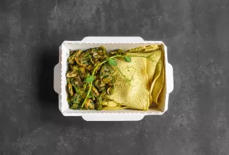 Блины из зеленой гречки с грибами